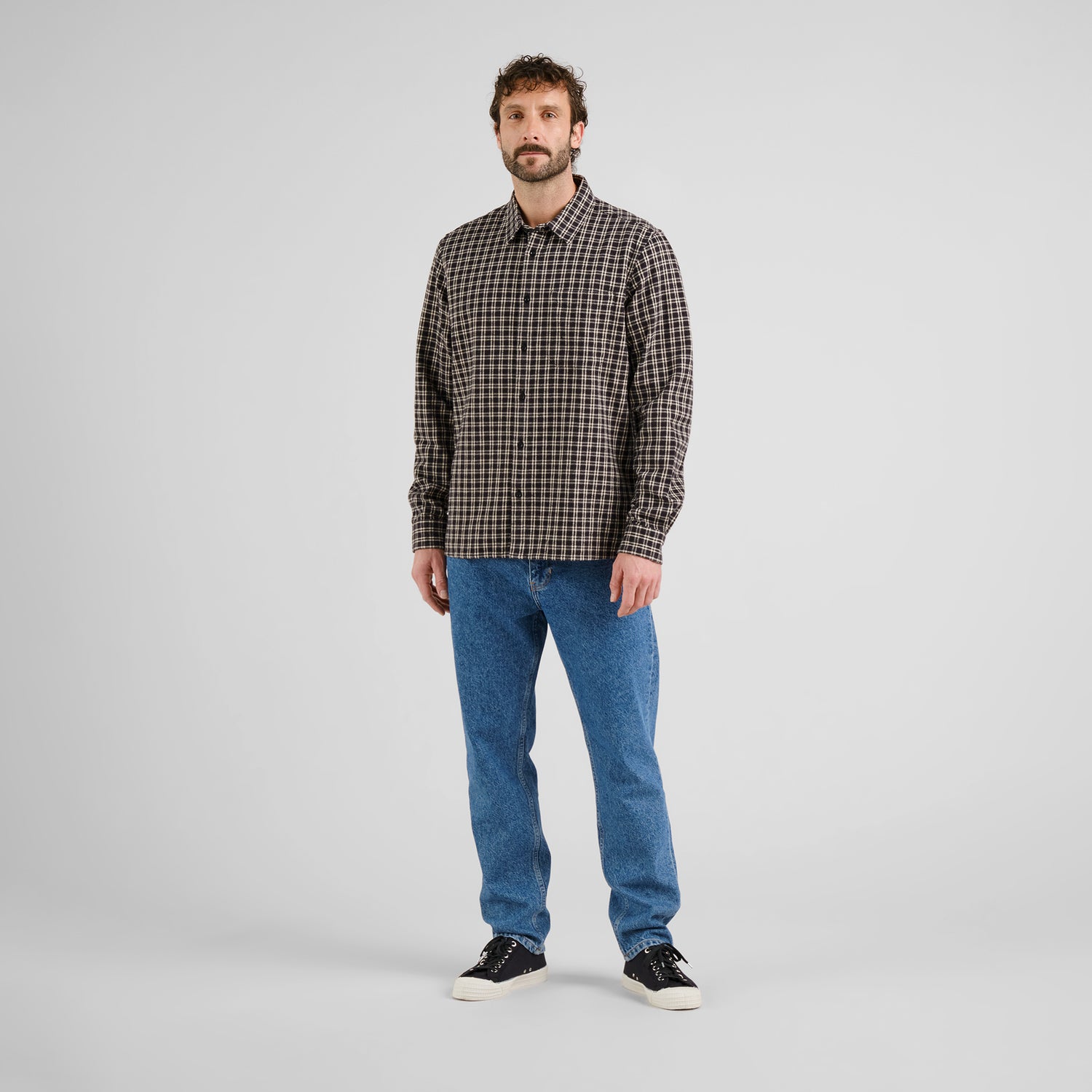 Shirt Rute Flannel Check Black aus 100 % Bio-Baumwollflanell