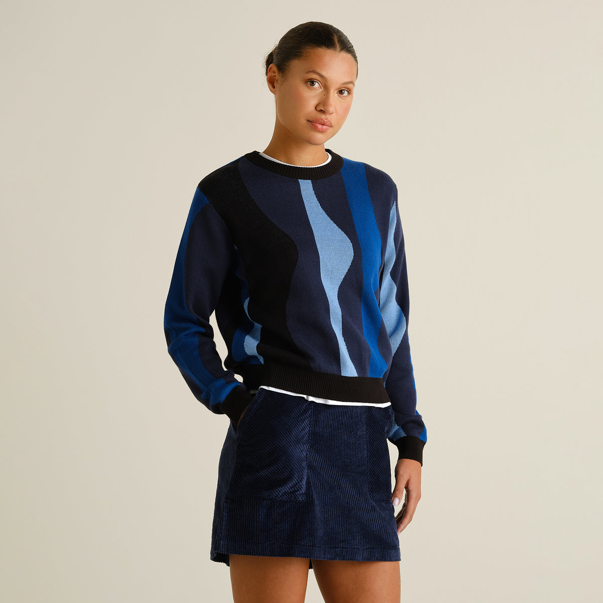 Sweater Arendal Wavy Stripe Blue