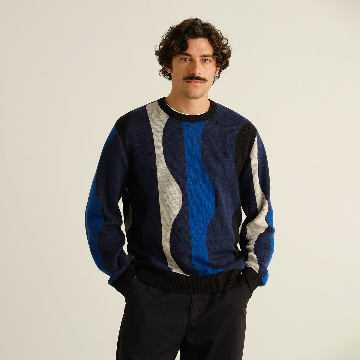 Sweater Mora Wavy Stripe Blue