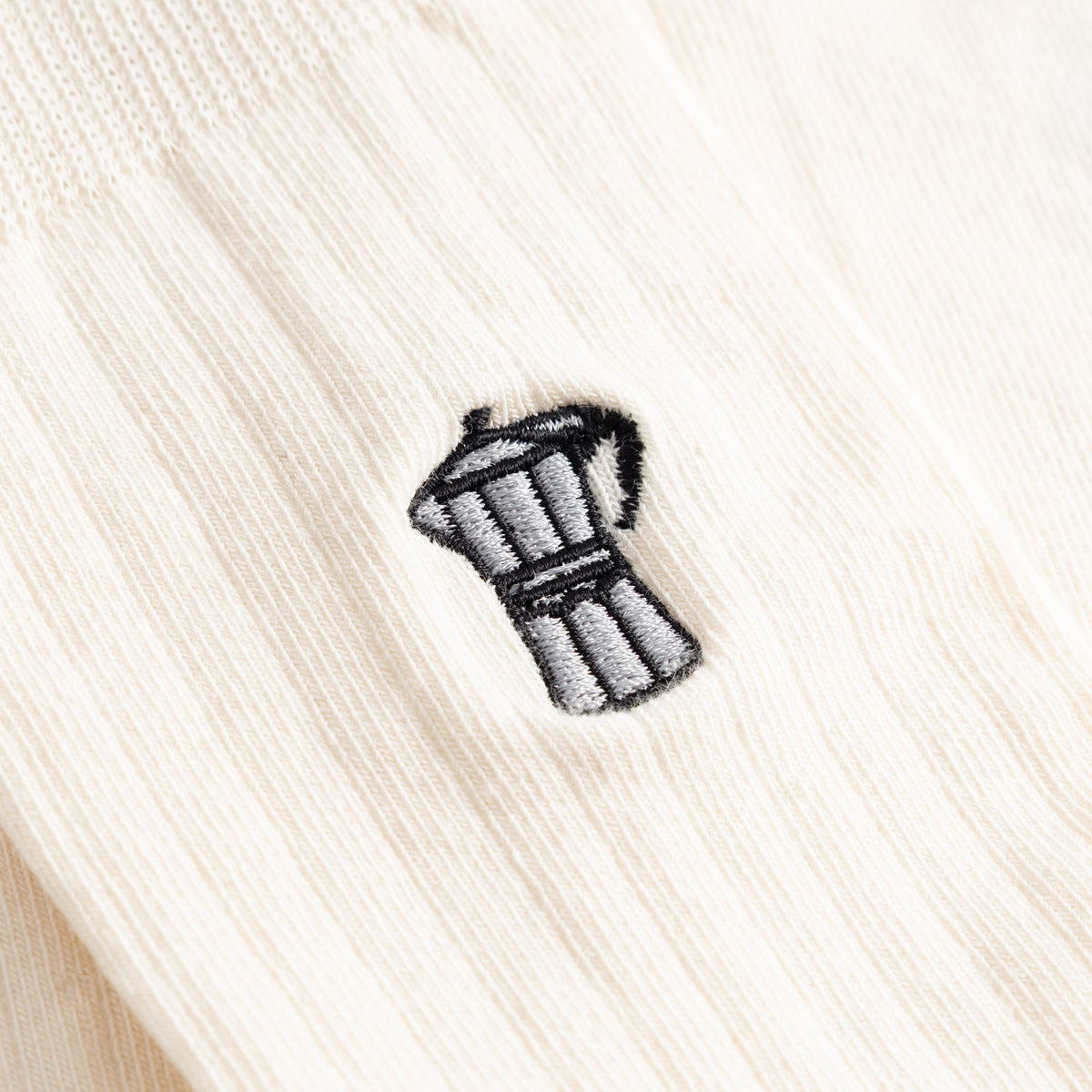 Rib Socks Knivsta Mocca EMB Off White