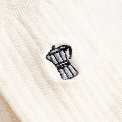 Rib Socks Knivsta Mocca EMB Off White