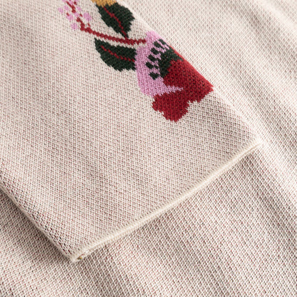 Sweater Limhamn Folk Flower Vanilla White