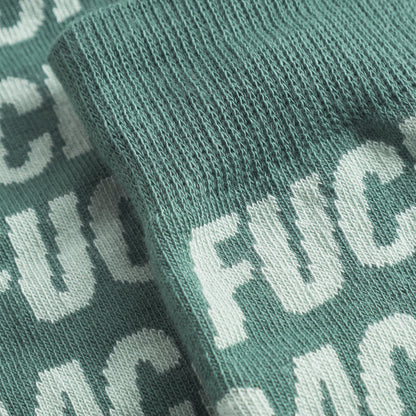 Socks Sigtuna Fuck Racism Pattern Forest Green