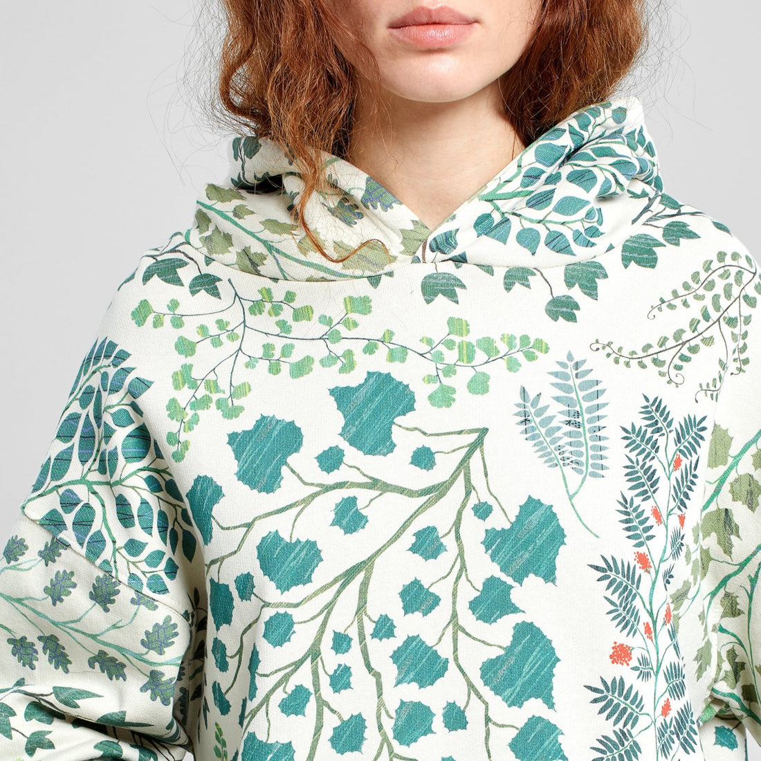 Hoodie Sundborn Botanical Quilt AOP Oat White