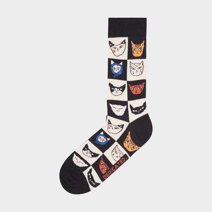 Socken „Sigtuna Cat Bingo“ Schwarz – Bio-Baumwolle &amp;amp; Fairtrade