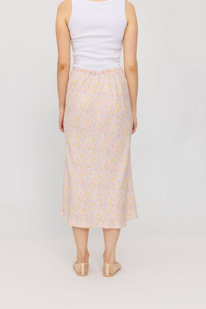 Printed Bias-Cut Skirt LENZING™ECOVERO™ in offwhite/printed – Midi-Rock mit Allover-Print aus Viskose