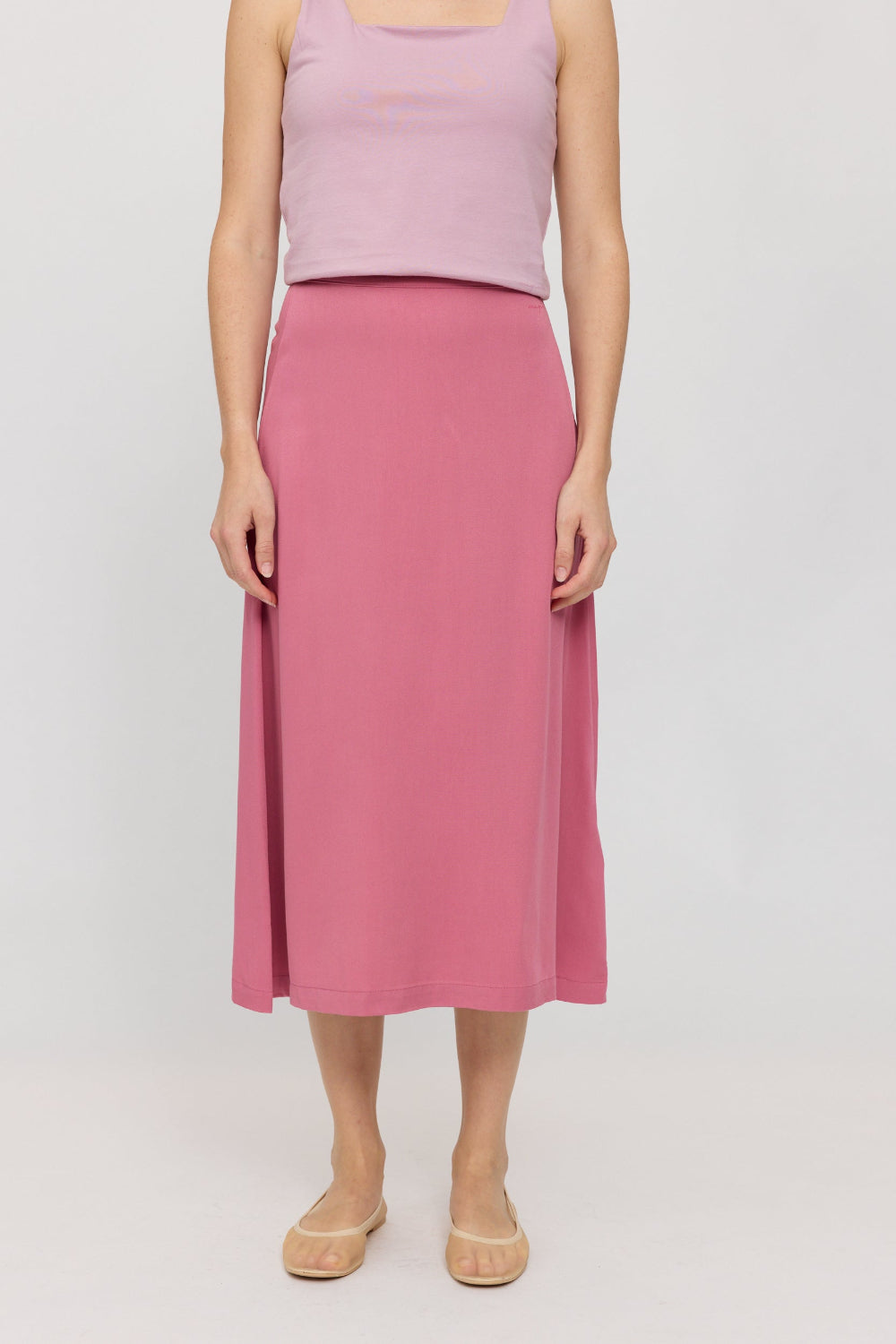 Midi Skirt LENZING™ECOVERO™ in pink rose – Midi-Rock mit Reißverschluss