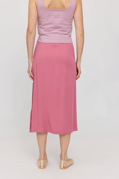 Midi Skirt LENZING™ECOVERO™ in pink rose – Midi-Rock mit Reißverschluss