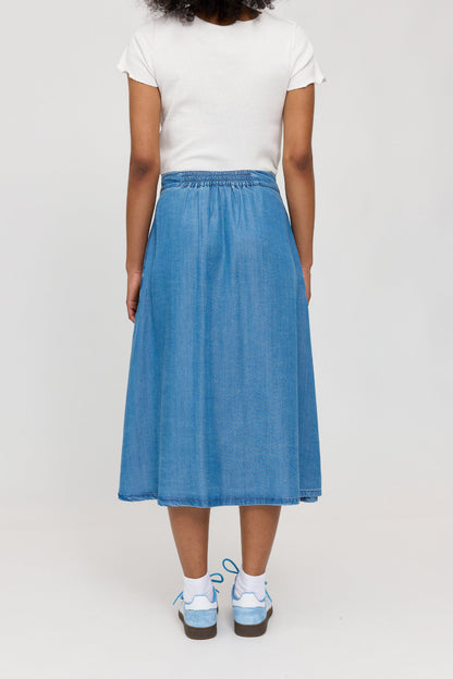 Denim Midi Skirt LENZING™TENCEL™ in dark blue wash – Jeansrock aus Viskose