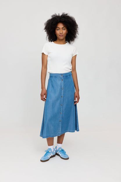 Denim Midi Skirt LENZING™TENCEL™ in dark blue wash – Jeansrock aus Viskose