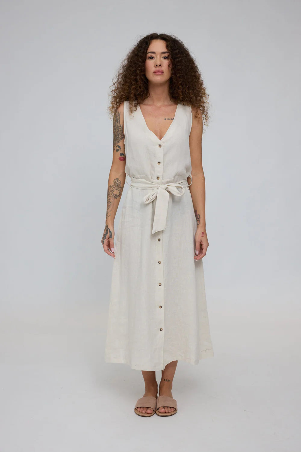 KLEID SLEEVELESS LINEN MAXI