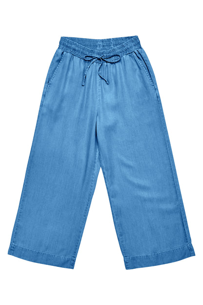 Wide Leg Denim Pants w Belt LENZING™TENCEL™ in dark blue wash – Jeans mit weitem Bein aus Viskose