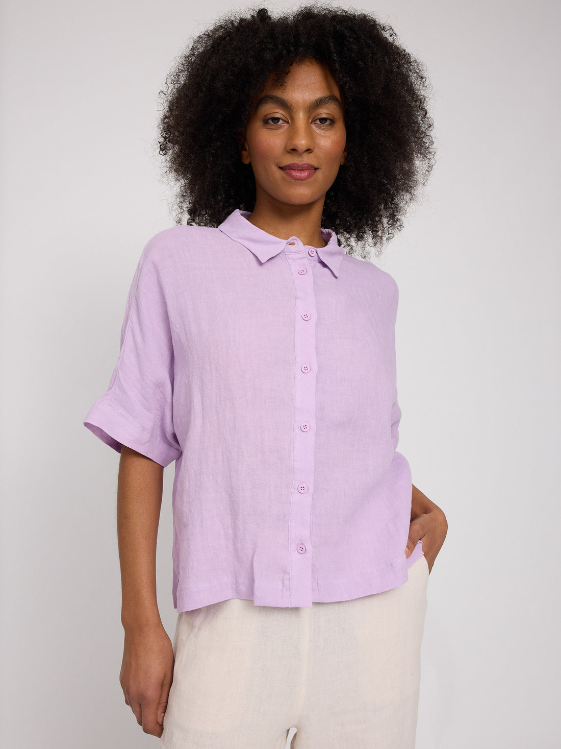 Short Sleeve Linen Shirt (Damen)