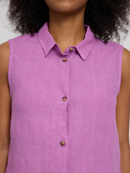 Sleeveless Linen Shirt – Leichtes Leinenhemd für Sommer