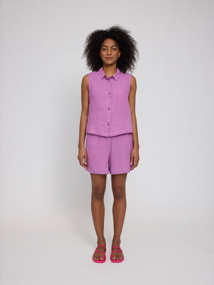 Sleeveless Linen Shirt – Leichtes Leinenhemd für Sommer