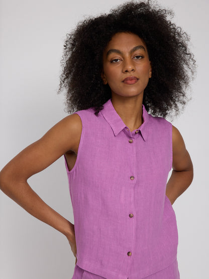 Sleeveless Linen Shirt – Leichtes Leinenhemd für Sommer