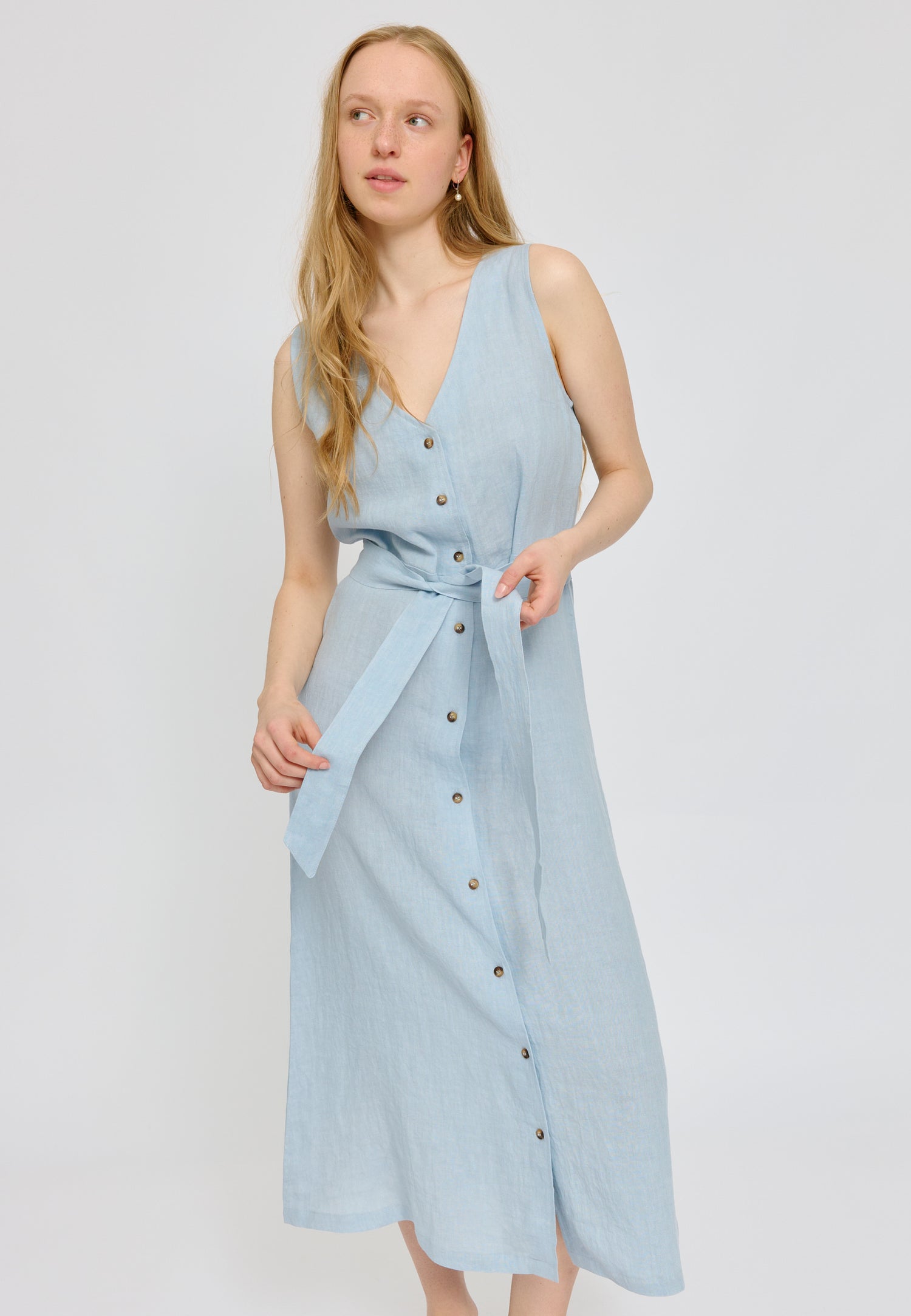 Sleeveless Linen Maxi Dress – Luftiges Leinenkleid für Sommer