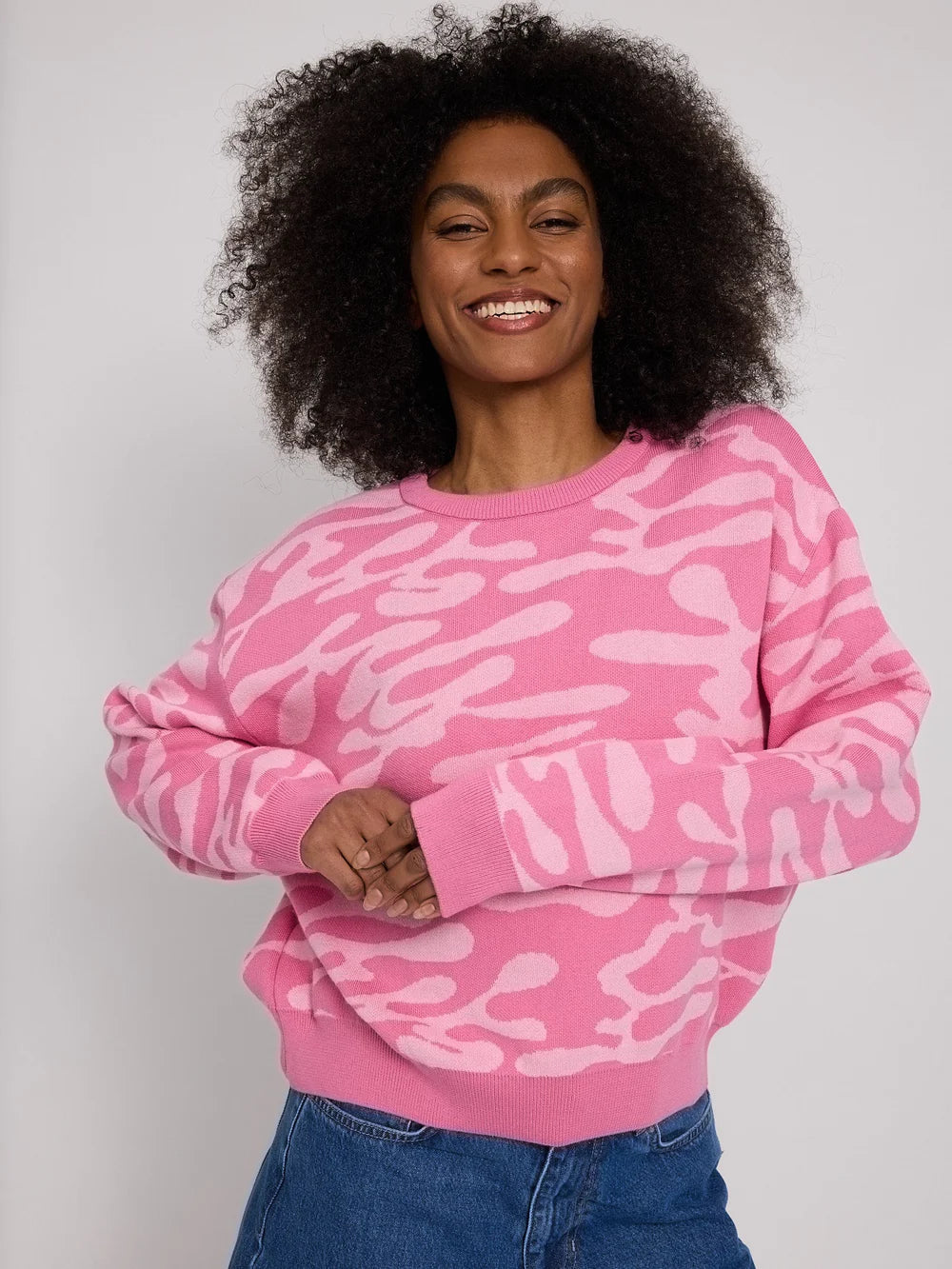 Abstract Jacquard Knit Jumper (Damen)