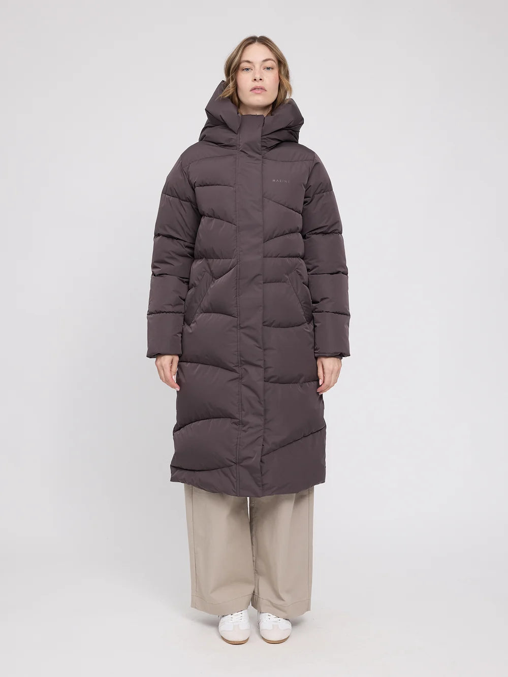Mazine Waves Quilt Puffer Coat – eggplant