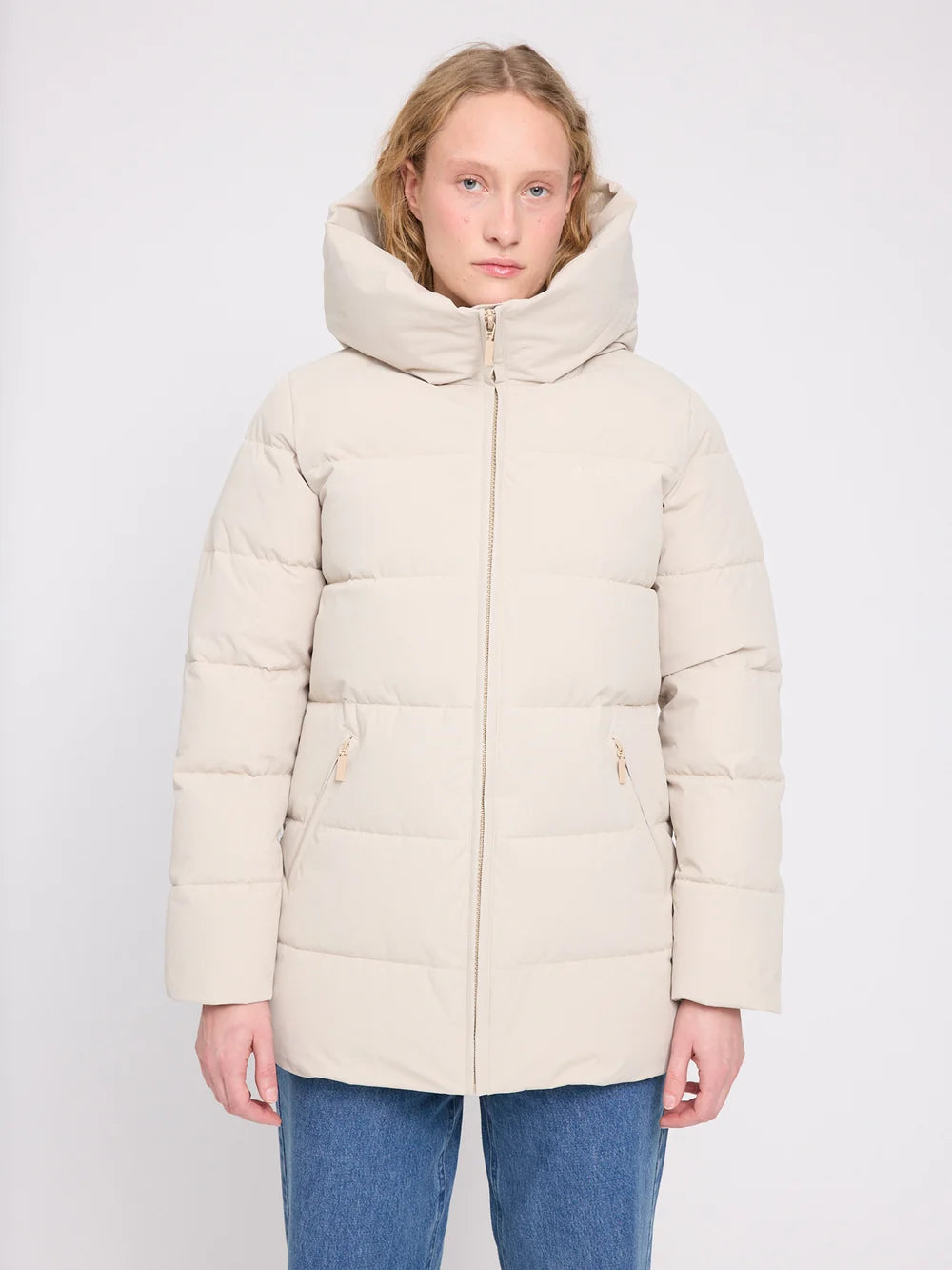Mazine Basic Mid Length Puffer Jacket – feather gray