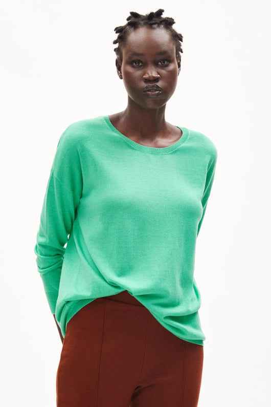 LAARNI – PULLOVER RELAXED FIT AUS TENCEL™ LYOCELL MIX in bright lime