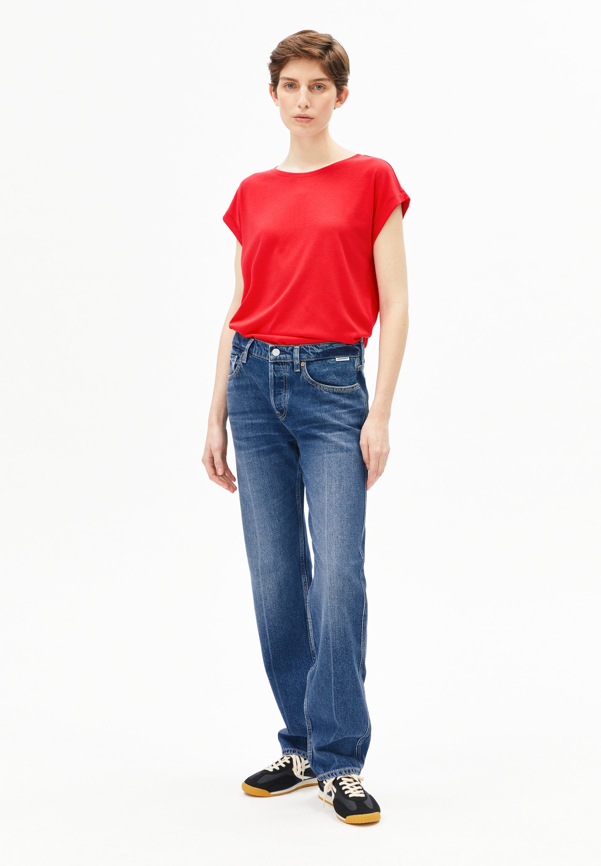 JILAANA T-SHIRT aus TENCEL™ &amp;amp; Bio-Baumwolle – Regular Fit