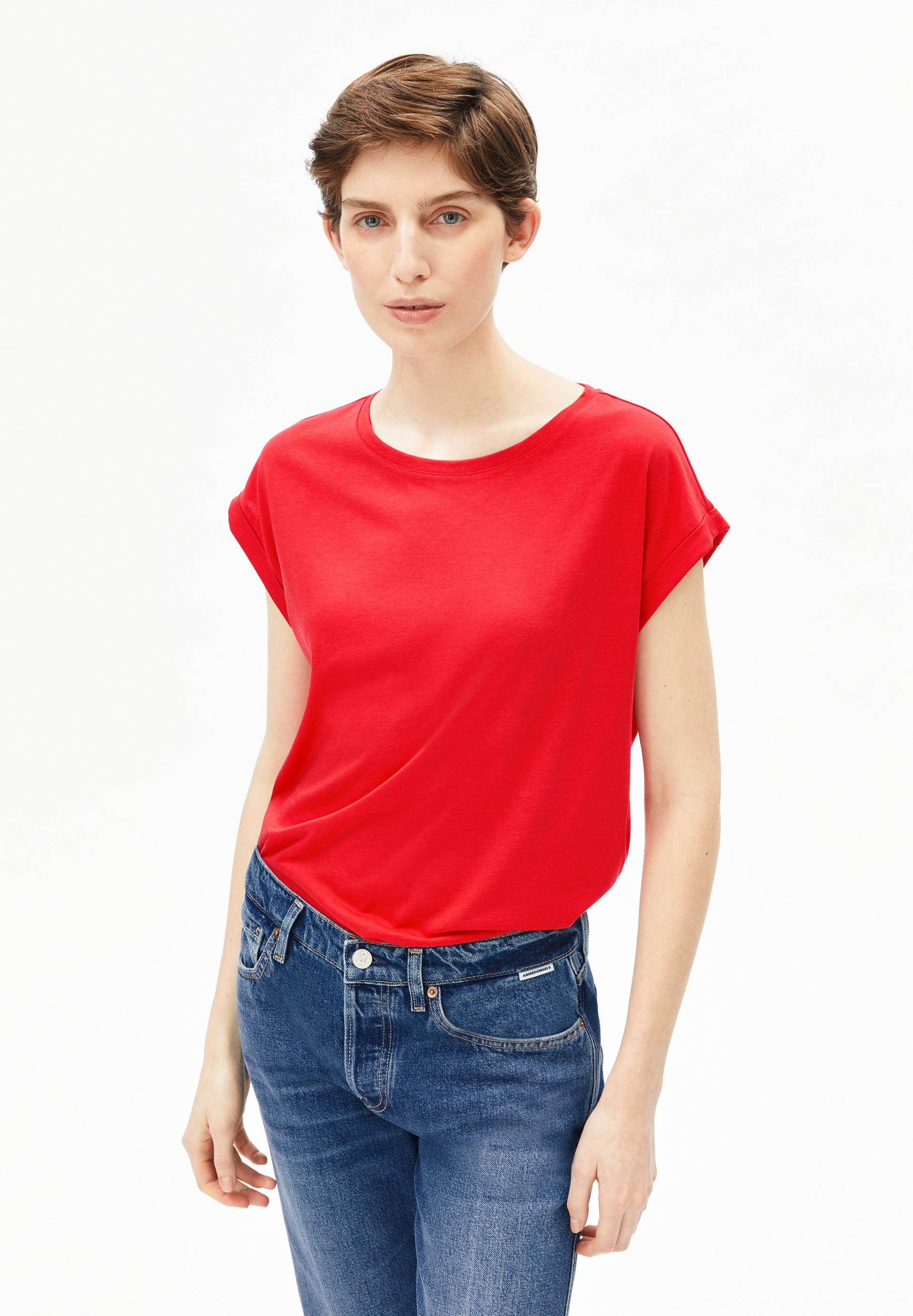 JILAANA T-SHIRT aus TENCEL™ &amp;amp; Bio-Baumwolle – Regular Fit