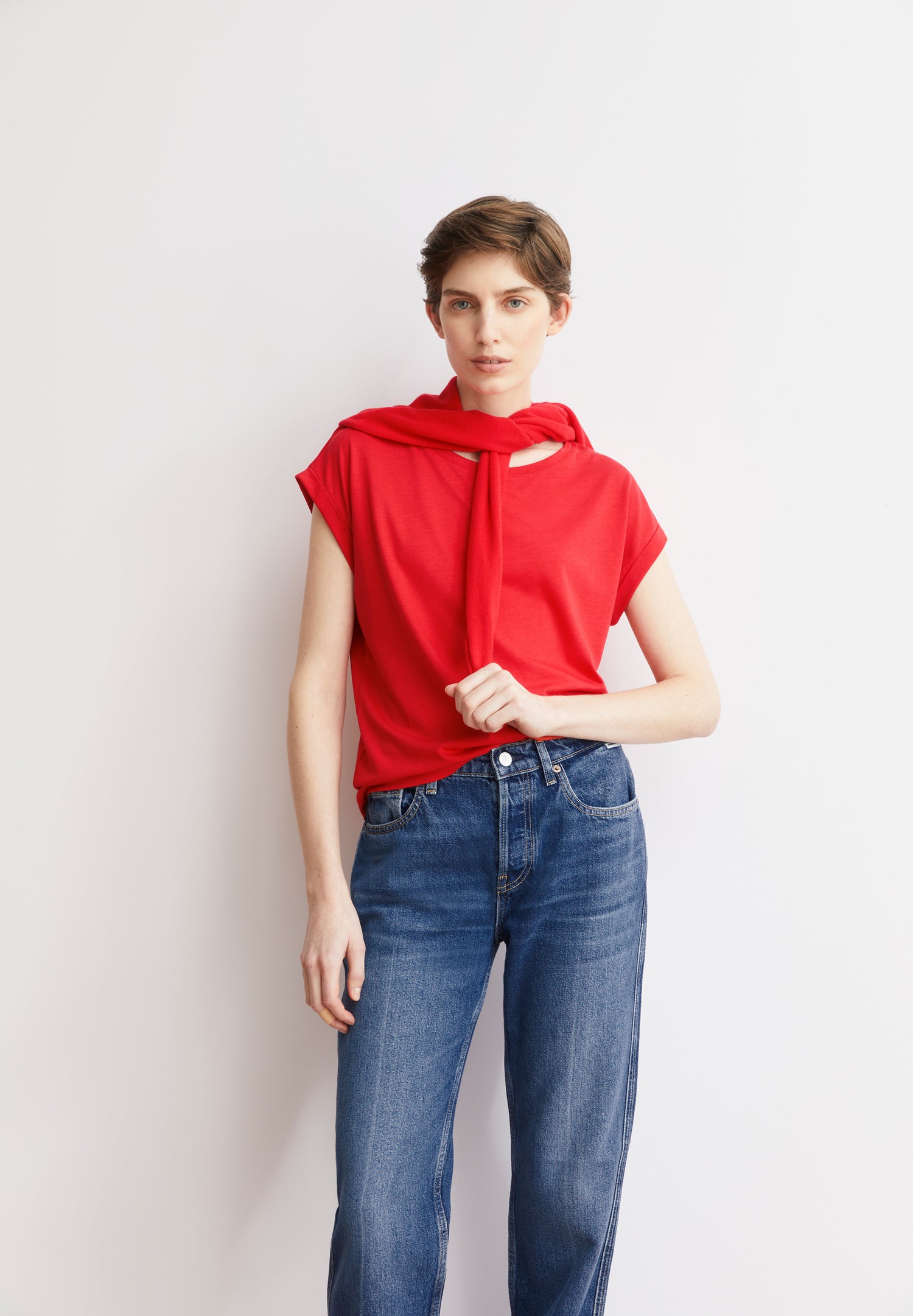 JILAANA T-SHIRT aus TENCEL™ &amp;amp; Bio-Baumwolle – Regular Fit