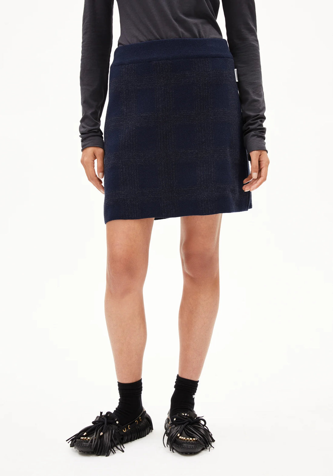 DARLAA CHECK Strickrock aus Bio-Woll Mix