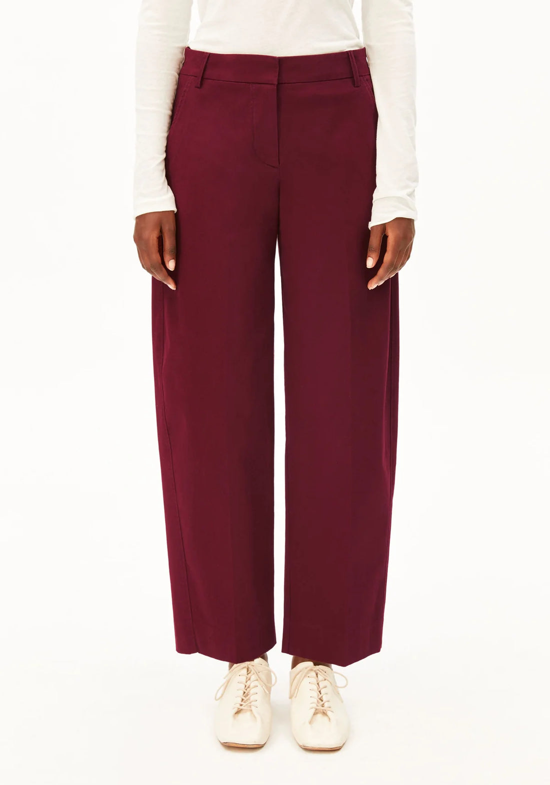 Barrel Leg Twill Pant – Velvet Red