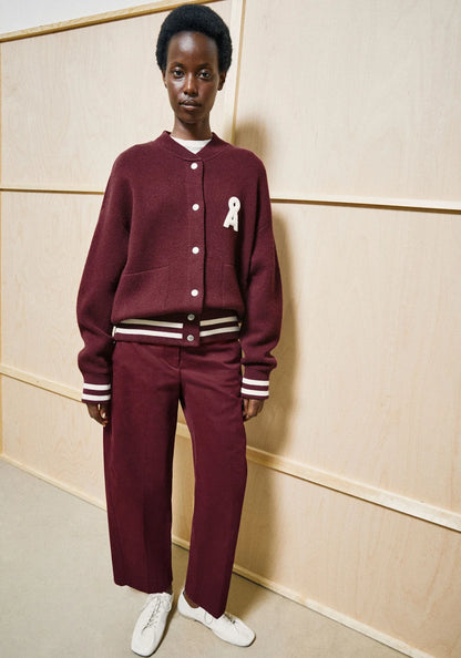 Barrel Leg Twill Pant – Velvet Red