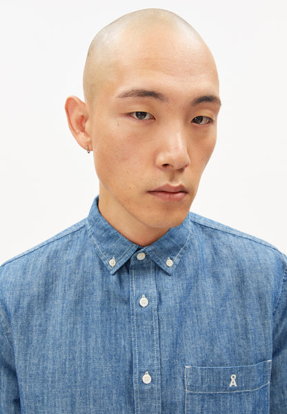 CHAMBRAY-LEINEN LANGARMHEMD  Bio-Baumwoll-Mix