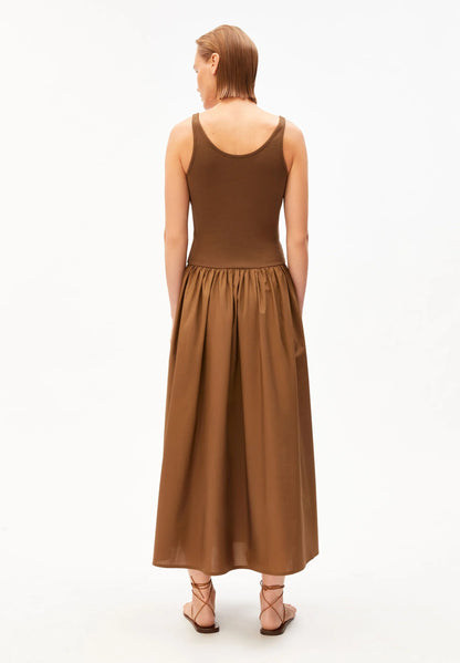 Material Mix Dress - dried palm-dried palm
