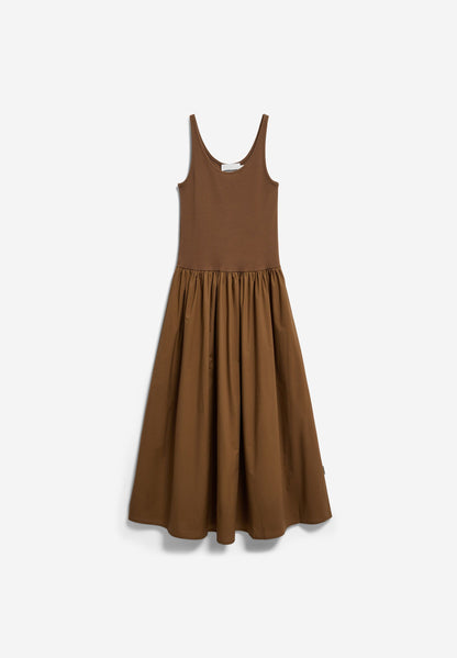 Material Mix Dress - dried palm-dried palm