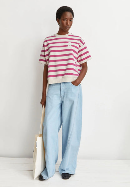 Gestreiftes Oversized T-Shirt aus Bio-Baumwolle