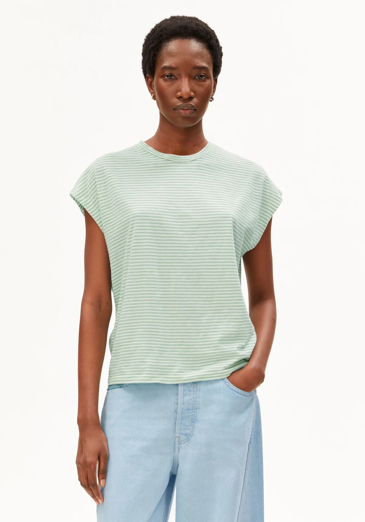 SLUB JERSEY GESTREIFTES T-SHIRT 100% BIO-BAUMWOLLE