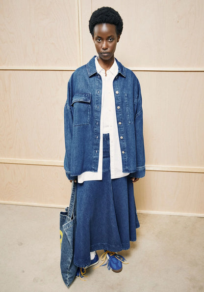 OVERSIZED JEANSBLUSE Bio-Baumwoll Mix