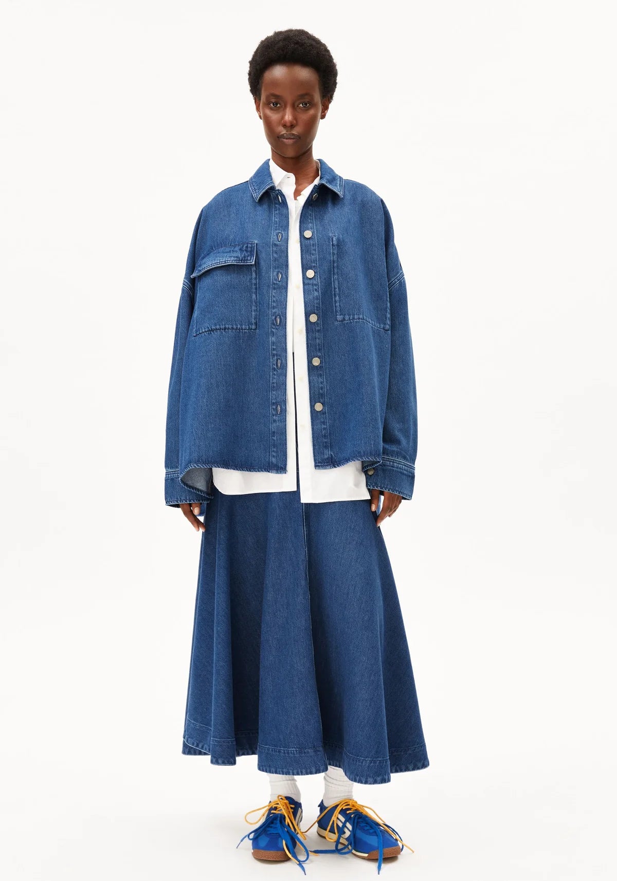 OVERSIZED JEANSBLUSE Bio-Baumwoll Mix