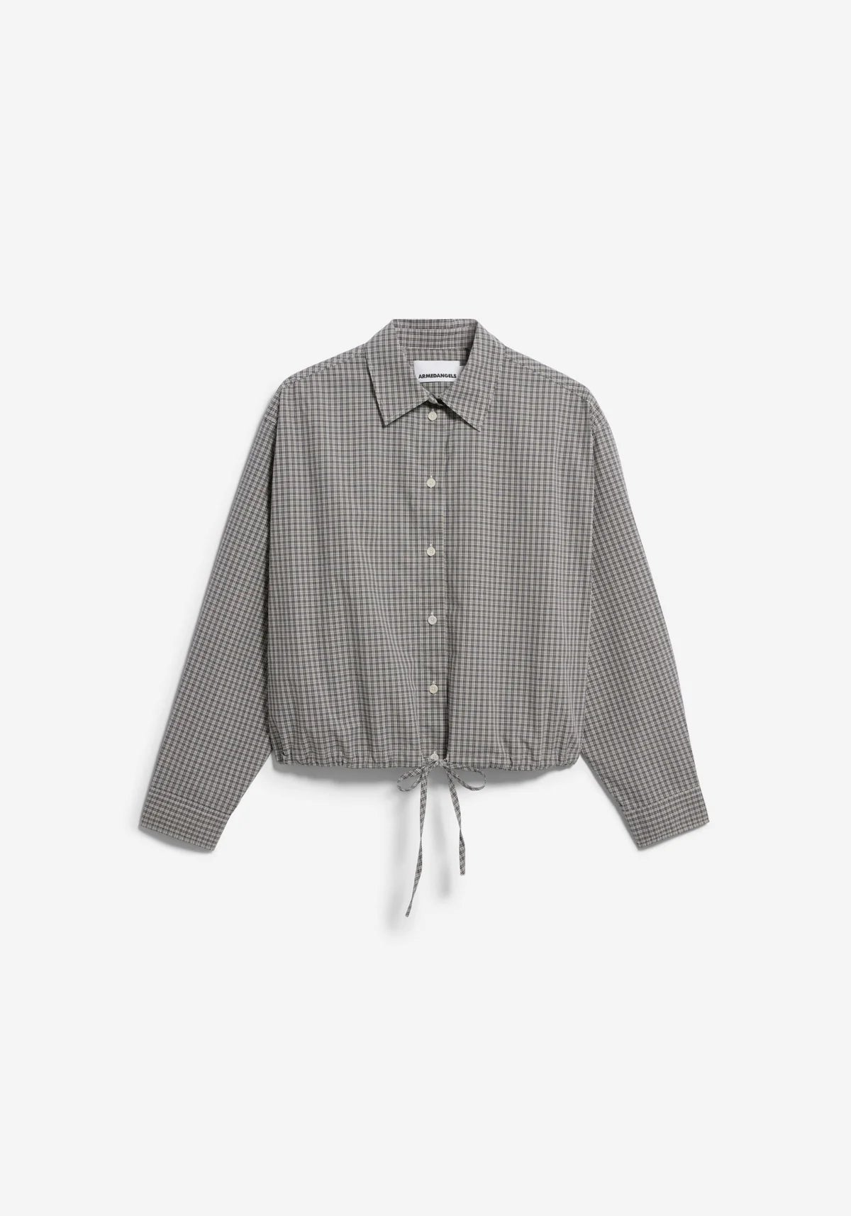KARIERTE BLUSE MIT KORDELZUG 100% Bio-Baumwolle
