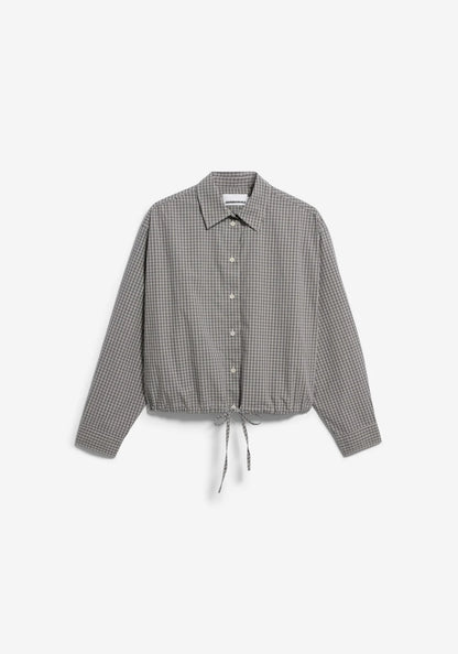 KARIERTE BLUSE MIT KORDELZUG 100% Bio-Baumwolle