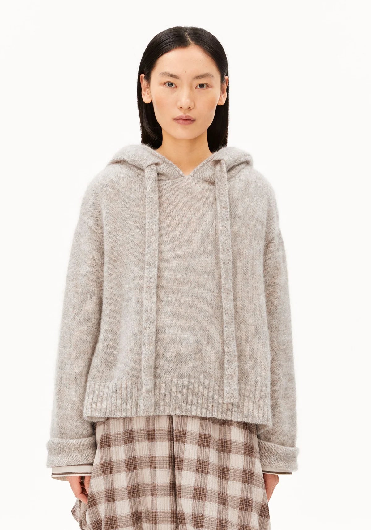MOHAIR BLEND KNIT HOODY