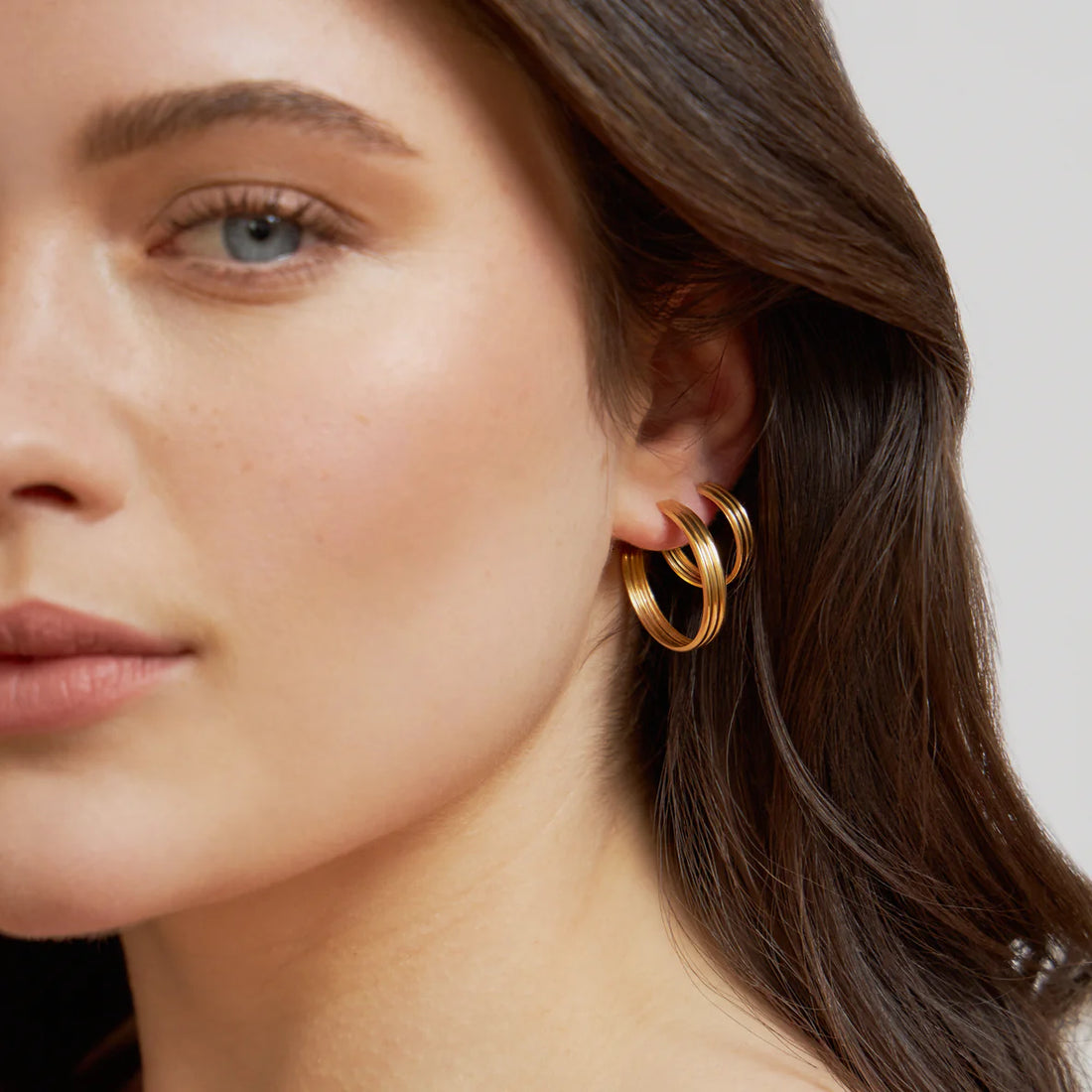 Stecker "Three Lines Hoop" vergoldet