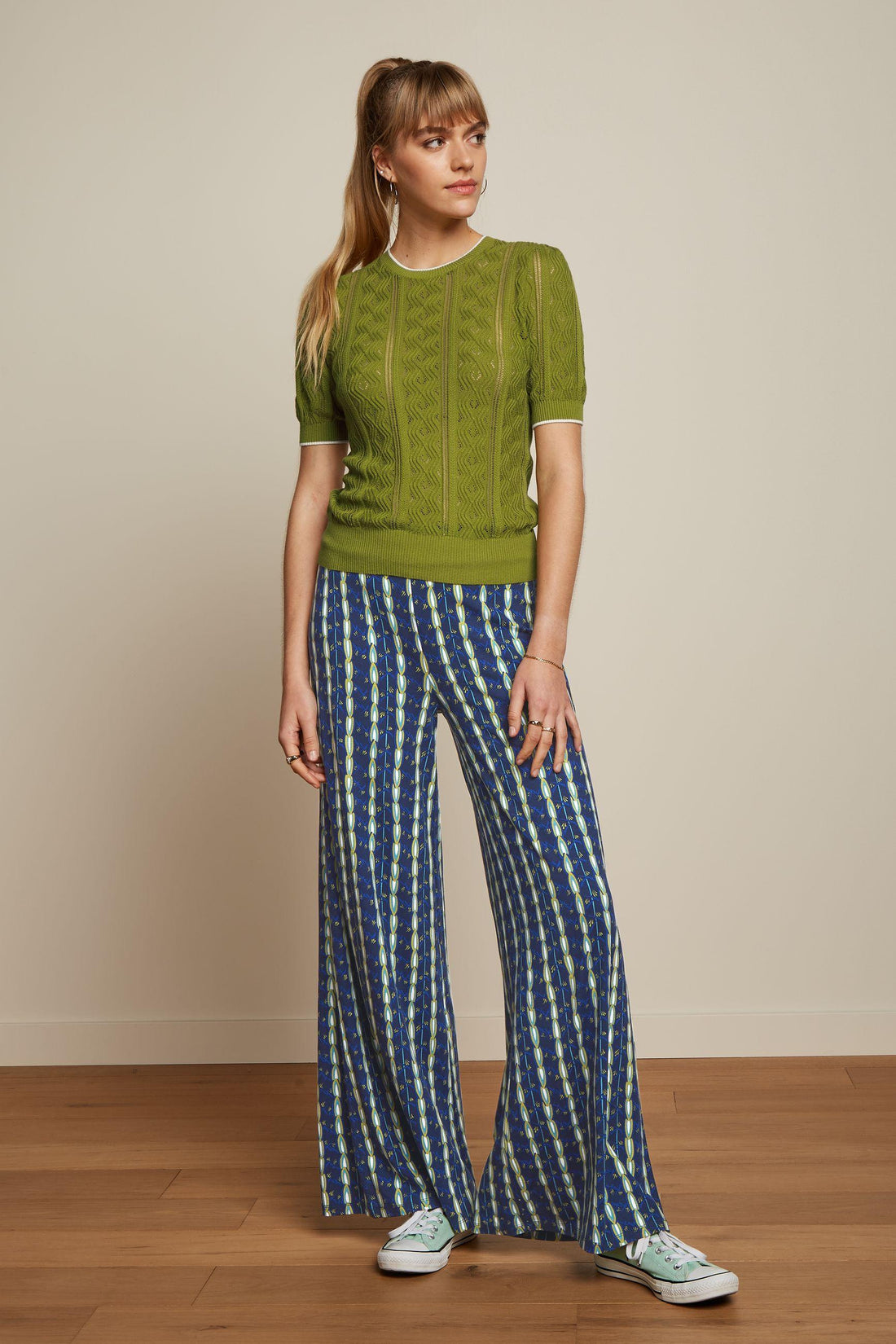 Border Palazzo Pants Saba in Sapphire Blue