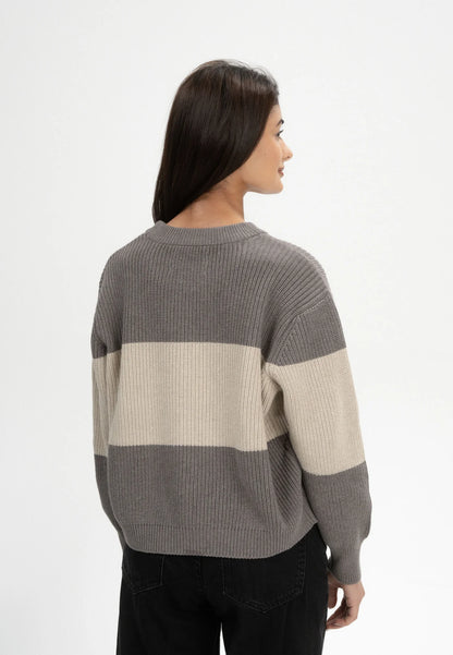 Rippstrick Pullover ADAH STRIPES  bear melange / kiesel melange gestreift