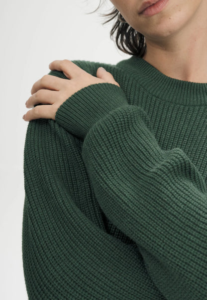 Damen Rippstrick Pullover deep forest melange Style ADAH