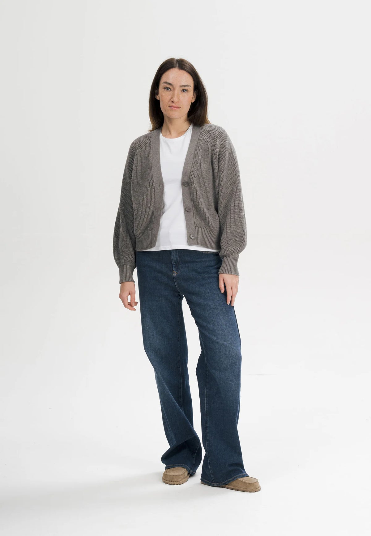 Damen Rippstrick Cardigan bear melange Style BHUMA