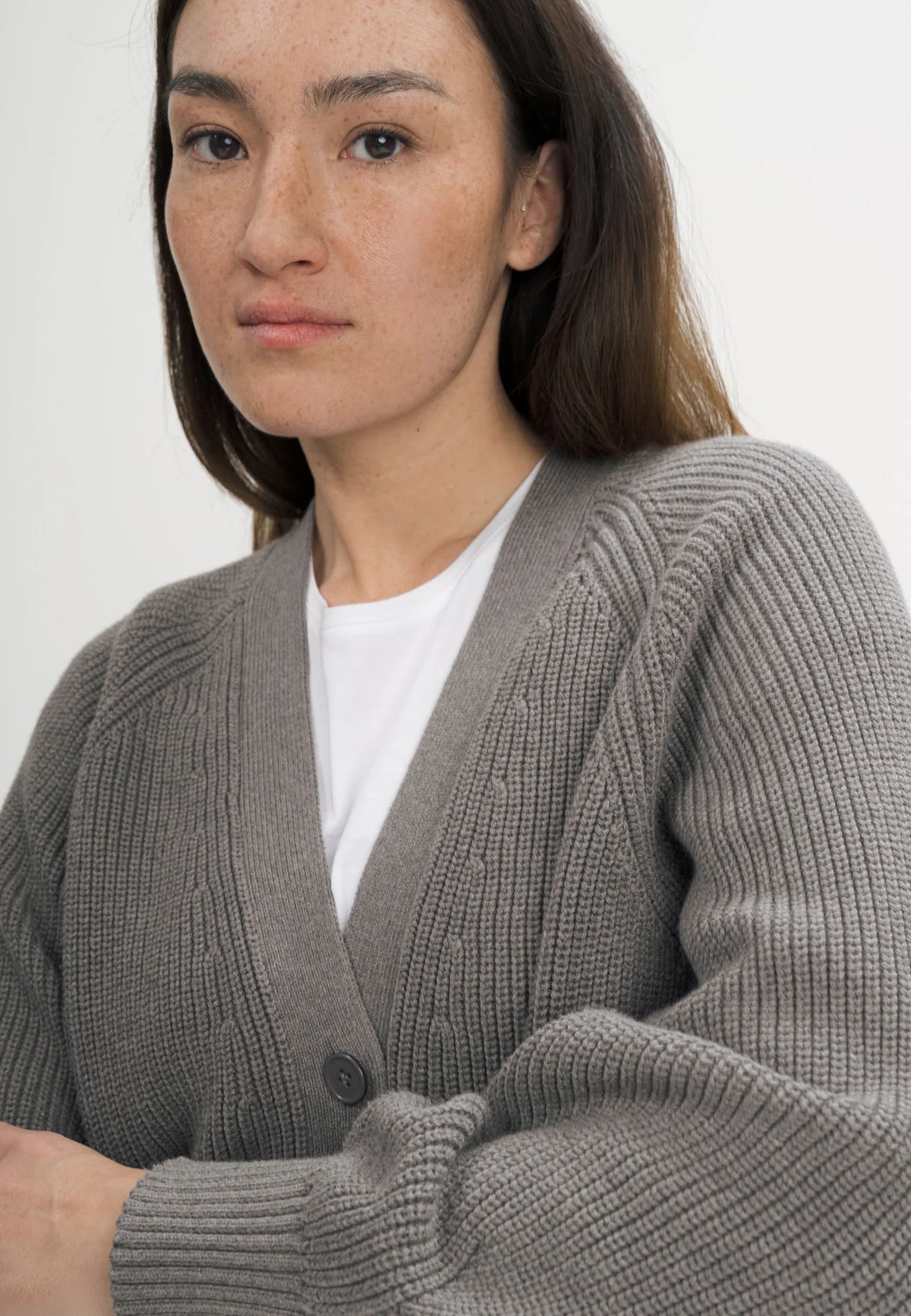Damen Rippstrick Cardigan bear melange Style BHUMA