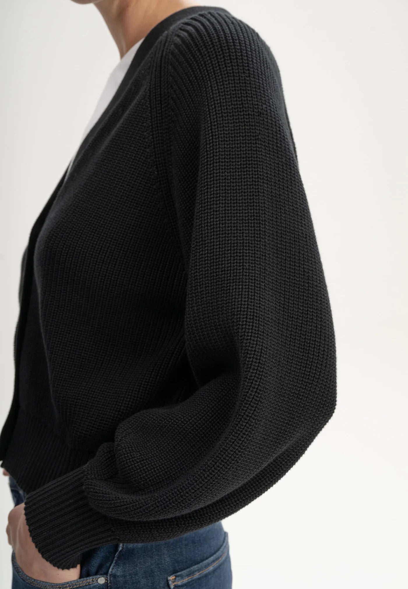 Rippstrick Cardigan BHUMA schwarz