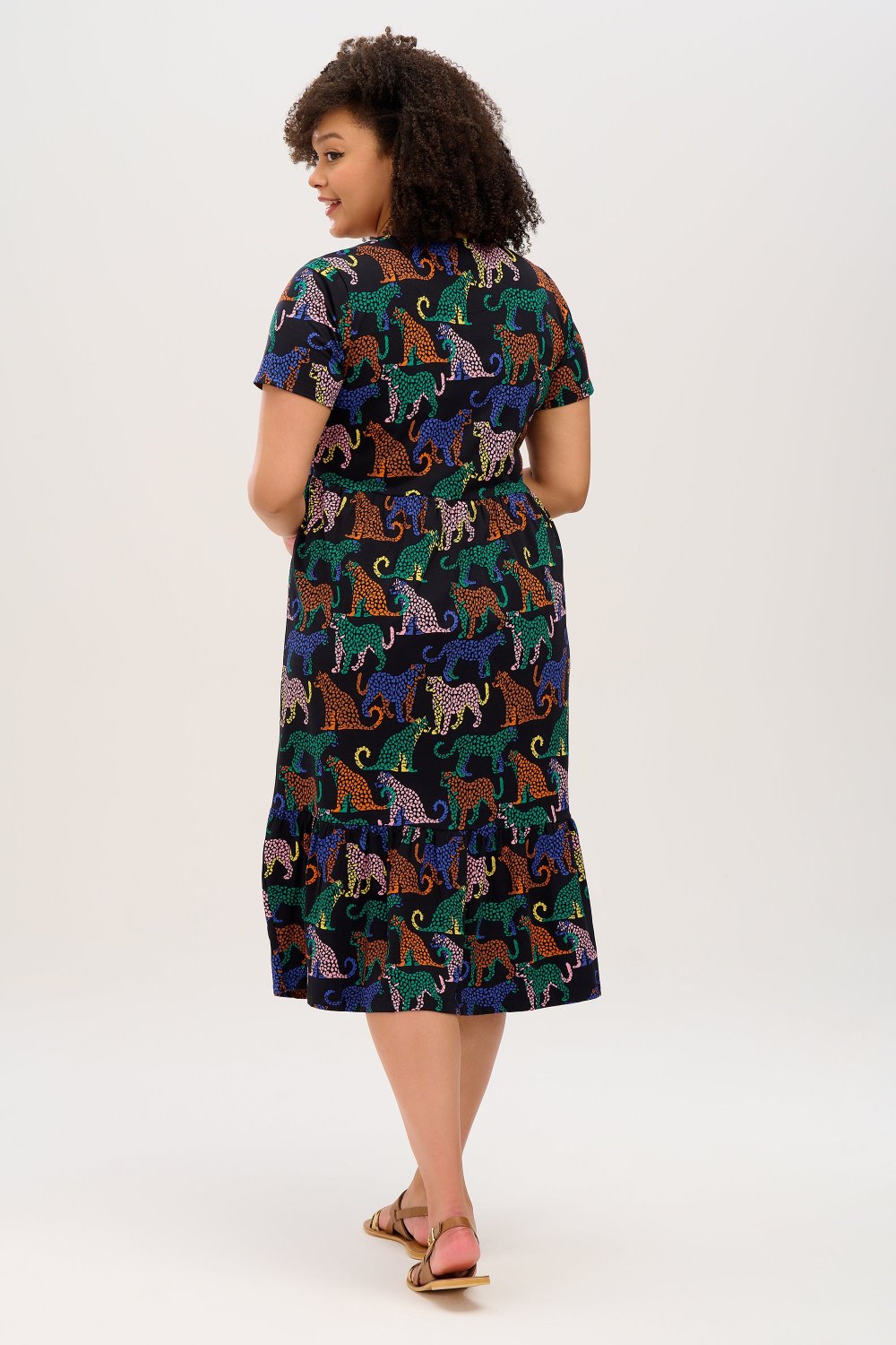 Smok-Kleid Unna mit Leopard Print