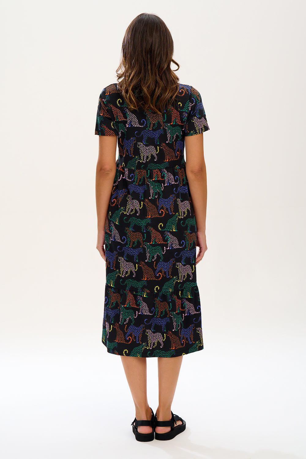 Smok-Kleid Unna mit Leopard Print